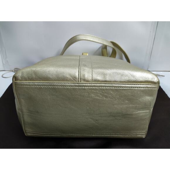 Coach Lily Legacy Metallic Gold Leather Ltd Ed TurnLock Tote Shoulder Bag - $580 - Picture 7 of 14